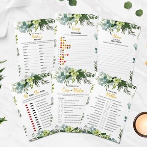 15 Editable Bridal Shower Games, Foliage Greenery Bridal Shower Games Bundle, Instant Download, Wedding Shower, Printable, Bridal Party Game