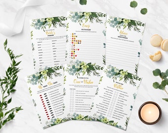 15 Editable Bridal Shower Games, Foliage Greenery Bridal Shower Games Bundle, Instant Download, Wedding Shower, Printable, Bridal Party Game