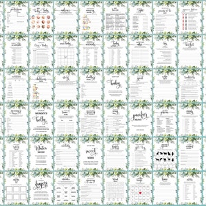 Greenery Editable Baby Shower Bundle, Printable Modern Foliage Shower ...