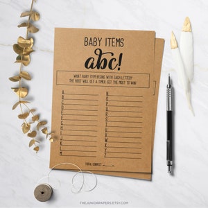 Articles Pour Bébé ABC, Jeux De Fête Prénatale, Kraft, Thème De Fête Prénatale Rustique, Décorations Et Signes, Bois, Meilleures Activités Et Idées De Fête Prénatale