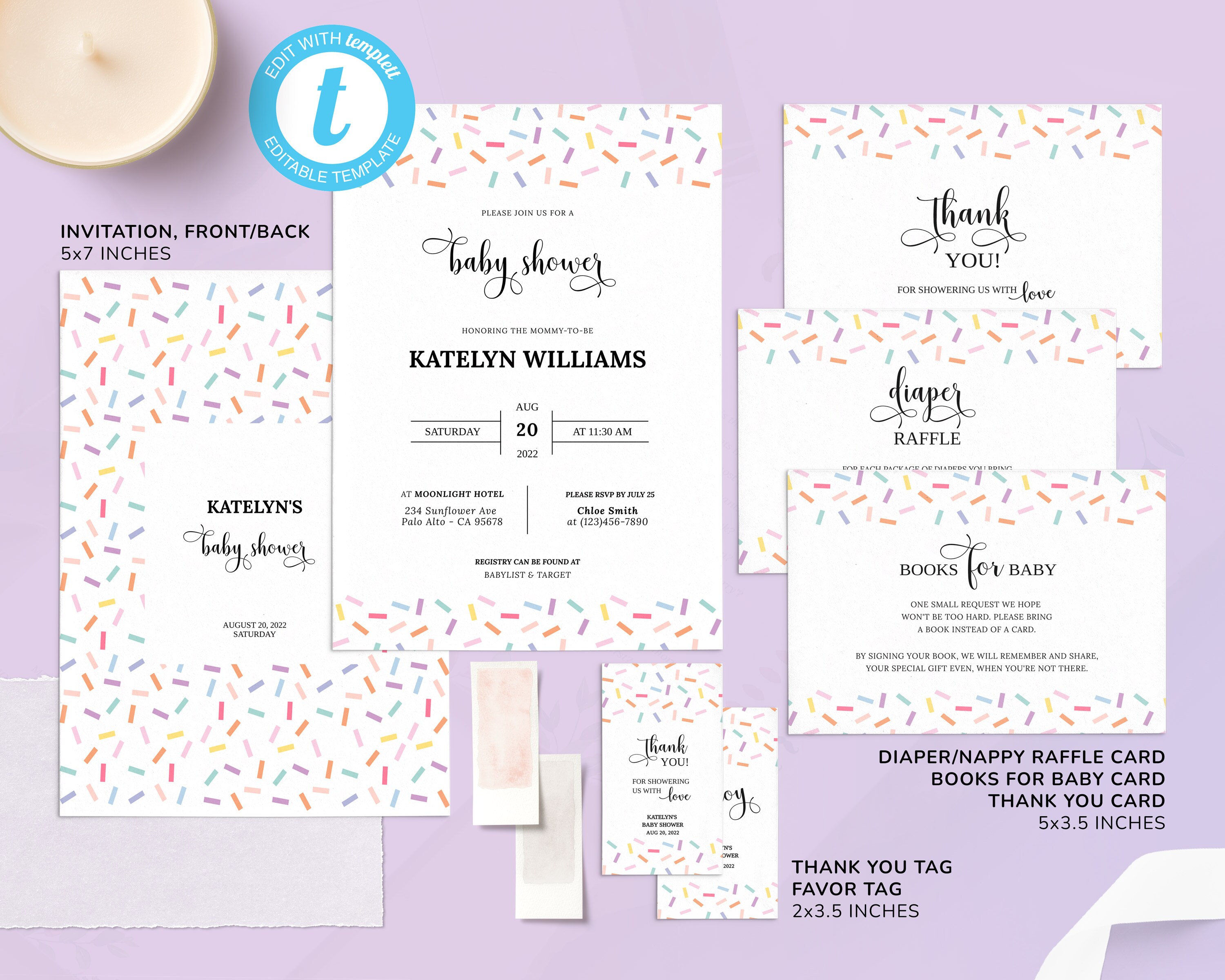 Sprinkle Baby Shower Bundle 100 Editable Baby Shower Bundle - Etsy