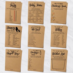 71 Pieces Baby Shower Game & Sign Bundle Rustic Kraft - Etsy