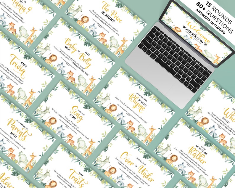 Virtual Baby Shower Games Powerpoint Baby Shower Games Etsy