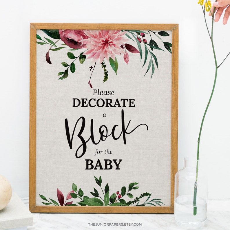 Decorate A Block Baby Shower Decorations Baby Shower Sign Etsy