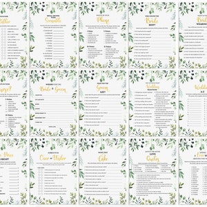 30 Editable Bridal Shower Games, 6 Greenery Themes, Bridal Shower Games Bundle, Instant Download, Wedding Shower Games, Bridal Party Games image 6