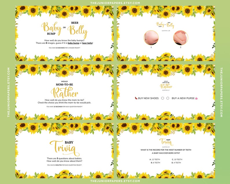 Editable Virtual Baby Shower Games Powerpoint Baby Shower Etsy