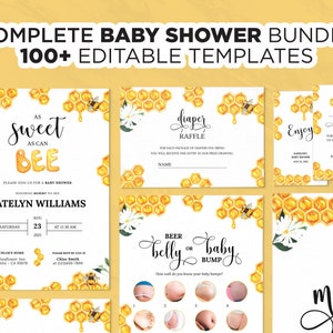 Honey Bee Baby Shower, Sweet As Can Bee Baby Shower Games, Bumble bee Baby Shower, Editable Baby Shower, Invitation, Mom to bee Baby Shower