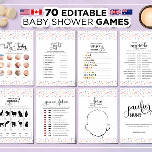 70 Sprinkle Baby Shower Games, Editable Baby Shower Games, Printable Sprinkle Baby Girl Shower Games, A Baby Sprinkle Baby Shower Games