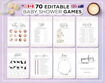 70 Sprinkle Baby Shower Games, Editable Baby Shower Games, Printable Sprinkle Baby Girl Shower Games, A Baby Sprinkle Baby Shower Games