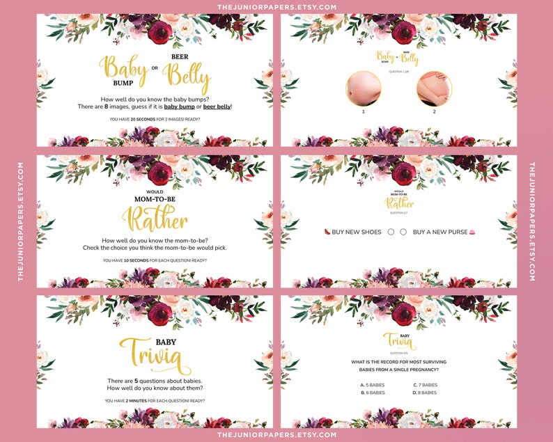 Editable Virtual Baby Shower Games Powerpoint Baby Shower Etsy