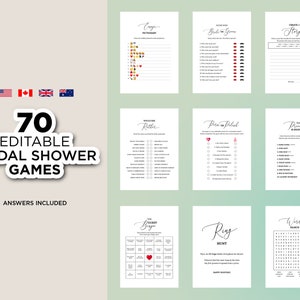 Bridal Shower Games, Printable Bridal Shower Games, Editable Bridal Party Games, Bride or Groom Game, Minimalist Wedding Shower Games
