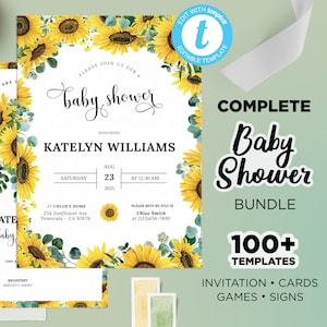 Sunflower Baby Shower, Sunflower Baby Shower Games, Sunflower Baby Shower Invitation, Rustic Sunflower Baby Shower, Sunshine Baby Shower
