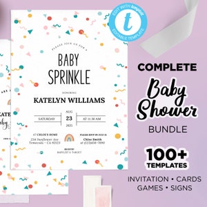 Baby Sprinkle, Sprinkle Shower Bundle, A Baby Sprinkle Invitation, Games, Baby Sprinkles Shower, Confetti Baby Shower, Baby Sprinkle Games