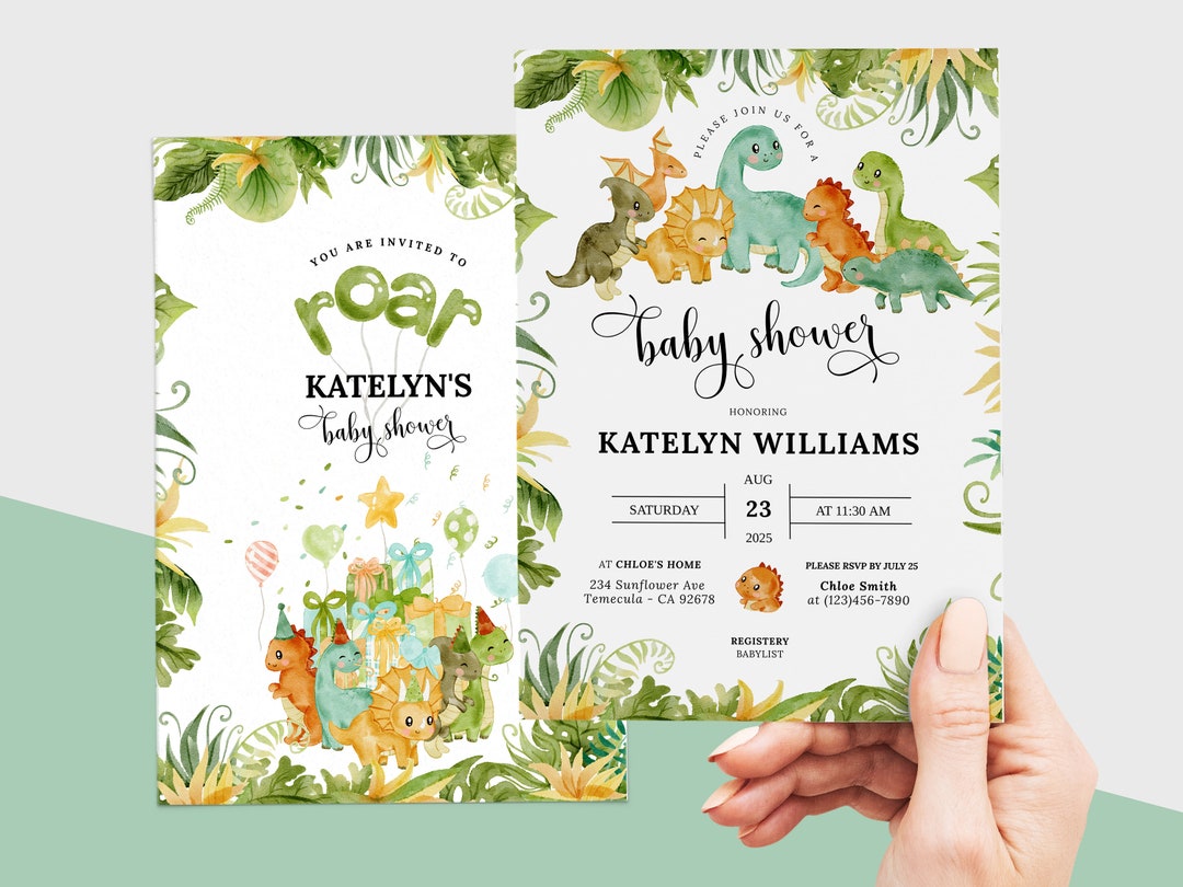 Dinosaur Baby Shower Invitation, Roarsome Baby Shower Invitation