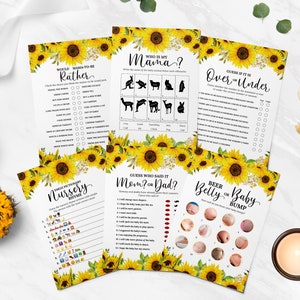 45 Sunflower Baby Shower Games, Sunflower Baby Shower, Gender Neutral, Sunflower theme, Sunflower 2, Sunflower Baby Shower Games