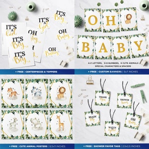 71 Pieces Baby Shower Game & Sign Bundle, Greenery, Gold, Gender Neutral, Decorations, Games, Message From The Bump, Dirty Diaper, Mad Libs image 10