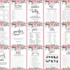 Editable Floral Baby Shower Bundle, Printable Pink Blush Baby Shower ...