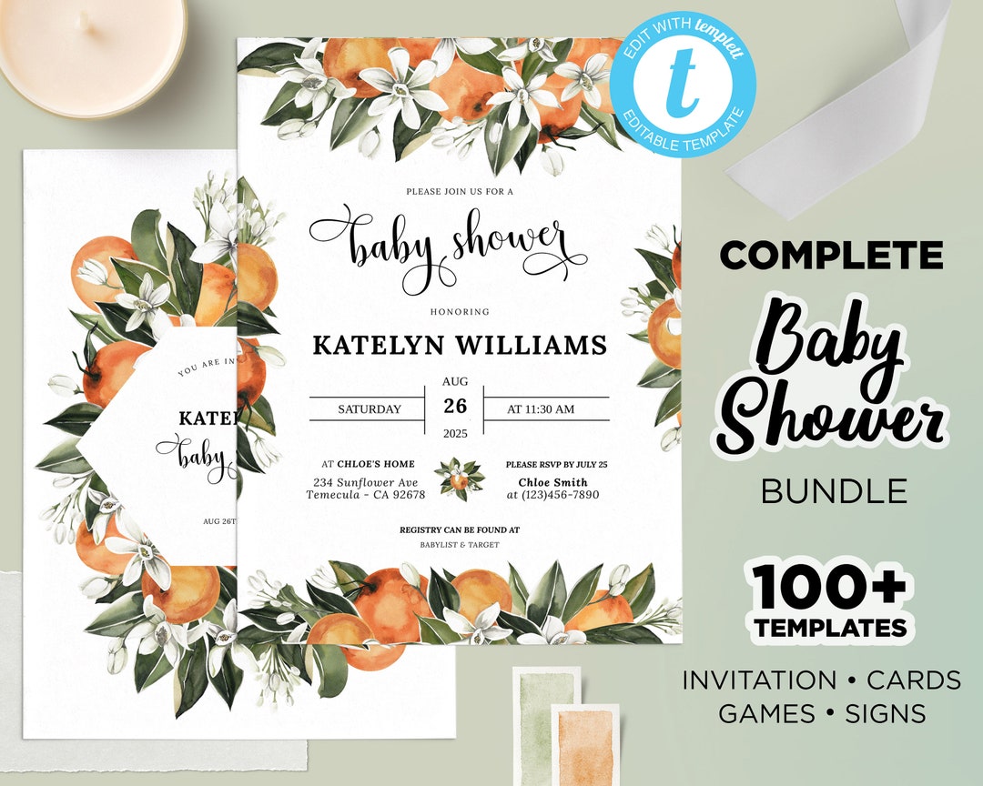 Cutie Baby Shower Bundle Tangerine Baby Shower A Little Etsy
