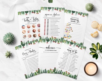 15 Editable Cactus Baby Shower Games, Signs, Cactus, Fiesta Baby Shower, Taco Bout A Baby Shower, Cactus Baby Shower Bundle, Instant Set