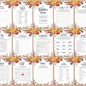 Editable Fall Baby Shower Bundle, Printable Baby Shower Games, Baby ...