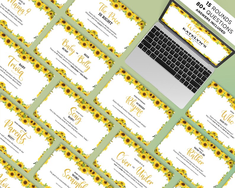 Editable Virtual Baby Shower Games Powerpoint Baby Shower Etsy