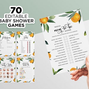 Little Cutie Baby Shower Games, Cutie Baby Shower Game Bundle, Two Little Cuties, Clementine, Editable Little Cutie Baby Shower Games, LC10
