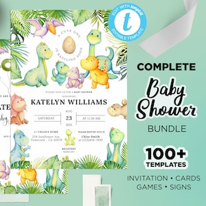 Dinosaur Baby Shower, Dinosaur Baby Shower Bundle,  Baby Shower Dinosaur Invitation, Dinosaur Baby Shower Games, Roar-some Baby Shower