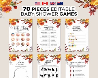 Editable Fall Baby Shower Games Printable Baby Shower Game - Etsy