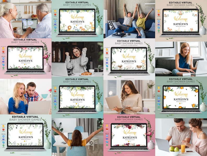 Jeux de baby shower virtuels, Jeux powerpoint Baby Shower, Quiz virtuel, Emoji , Activité de baby shower numérique, Zoom Baby Shower, Feuillage image 10