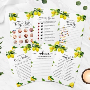 15 Editable Lemon Baby Shower Games, Citrus 2, Baby Shower, Little Lemon Is On The Way Baby Shower, Lemon Baby Shower Bundle, Instant Set