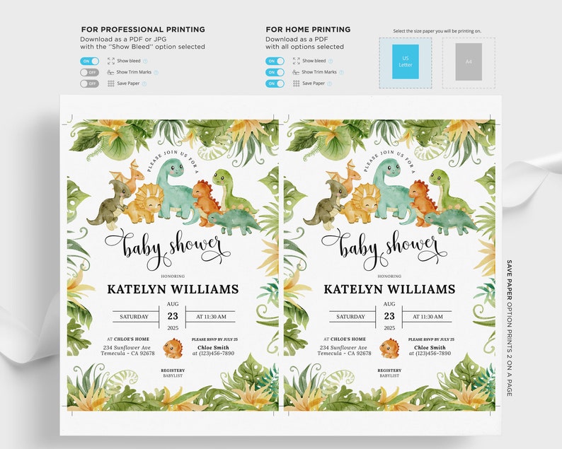 Dinosaur Baby Shower Invitation Roarsome Baby Shower Etsy