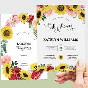 Sonnenblume-Baby-Dusche-Einladung, Blumen Sonnenblume-Baby-Dusche einladen, Sonnenblume-Baby-Dusche-Einladung, Blumen-Sonnen-Blumen-Baby-Dusche