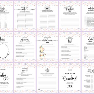 70 Sprinkle Baby Shower Games, Editable Baby Shower Games, Printable ...
