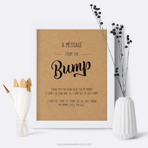 Messaggio dal pancione, Cartello per baby shower, Rustico, Kraft, Cartello da tavolo stampabile, Decorazioni e giochi, Bosco, Migliori idee per baby shower