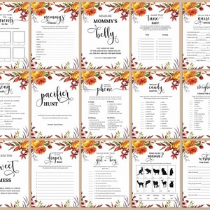 Editable Fall Baby Shower Games, Printable Baby Shower Game, Fall Baby ...