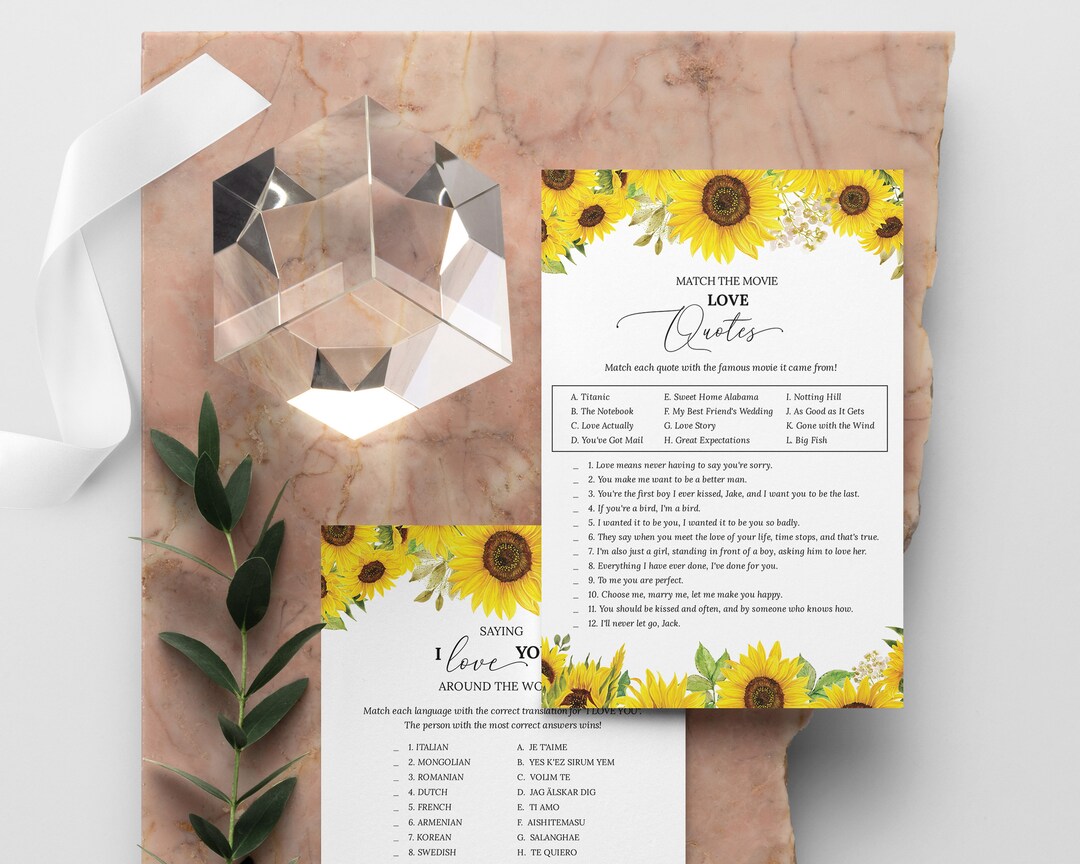 30 Editable Bridal Shower Games, Sunflower Bridal Shower Games Bundle ...