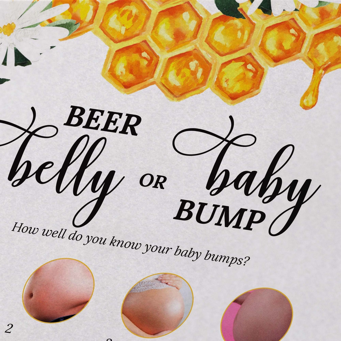 Baby Bump or Beer Belly Baby Shower Game Honey Bee Etsy