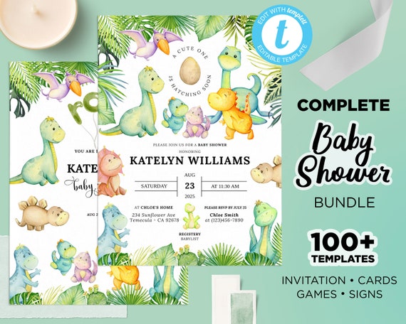 10 Dinosaurs Birthday Party Baby Shower Scratch Off Game Cards T