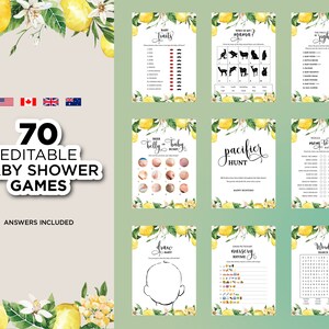 Lemon Editable Baby Shower Games, Baby Shower Game Bundle, Gender Neutral Lemonade Shower, Mamas Main Squeeze, Lemon Citrus Baby Shower Game