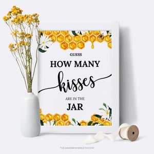 Raad eens hoeveel kusjes, babyshowerspelletjes, babyshowerbord, honing, bij, hommel, Winnie, babybij, genderneutraal, moeder tot bij