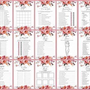 Editable Floral Bridal Shower Bundle, Printable Bridal Shower Games ...