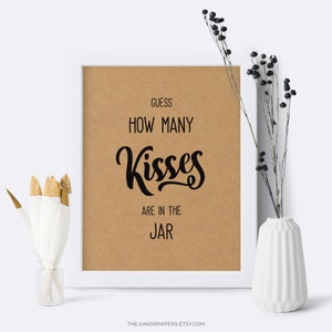 Hoeveel kussen in de pot, baby shower teken, rustiek, kraftpapier, afdrukbaar tafelblad teken, decoraties en spelletjes, bos, baby shower ideeën