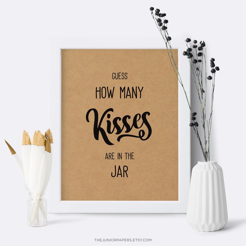 How Many Kisses in the Jar Baby Shower Sign Rustic Kraft Etsy