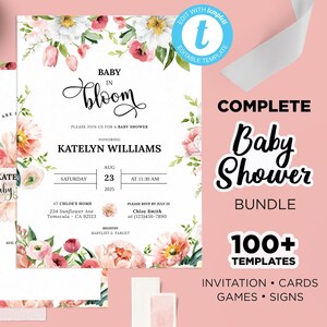 Baby in Bloom Baby Shower, Floral Baby Shower Bundle