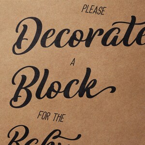 Decorate A Block, Baby Shower Sign, Rustic, Kraft, Printable Table Top ...