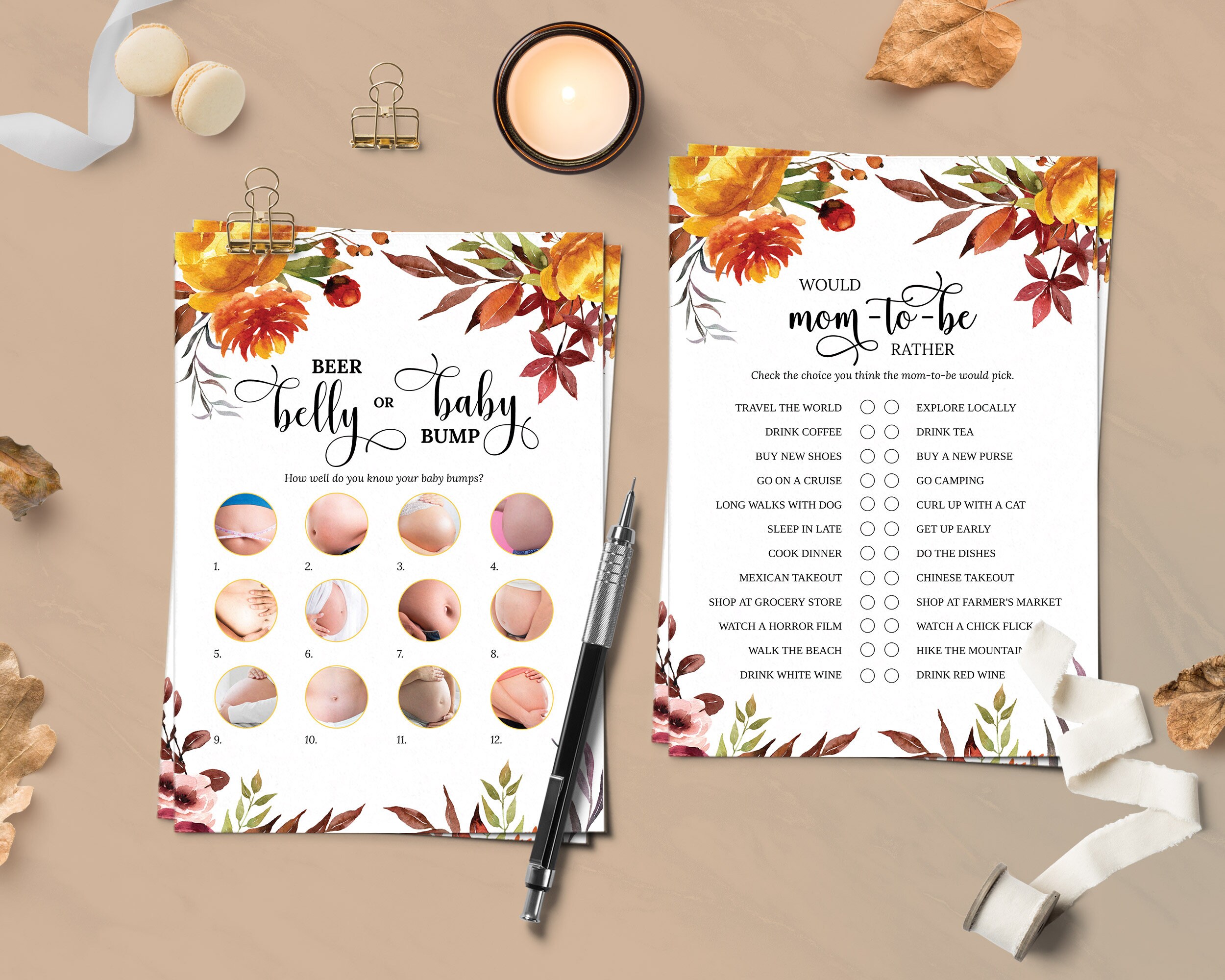Fall Editable Baby Shower Games Printable Baby Shower Game | Etsy