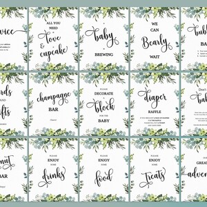Editable Greenery Baby Shower Bundle, Printable Modern Foliage Shower ...