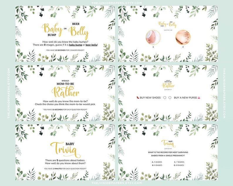 Editable Virtual Baby Shower Games Powerpoint Baby Shower Etsy