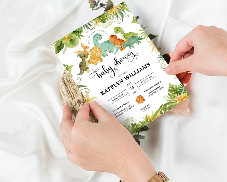 Dinosaur Baby Shower Invitation Roarsome Baby Shower Etsy