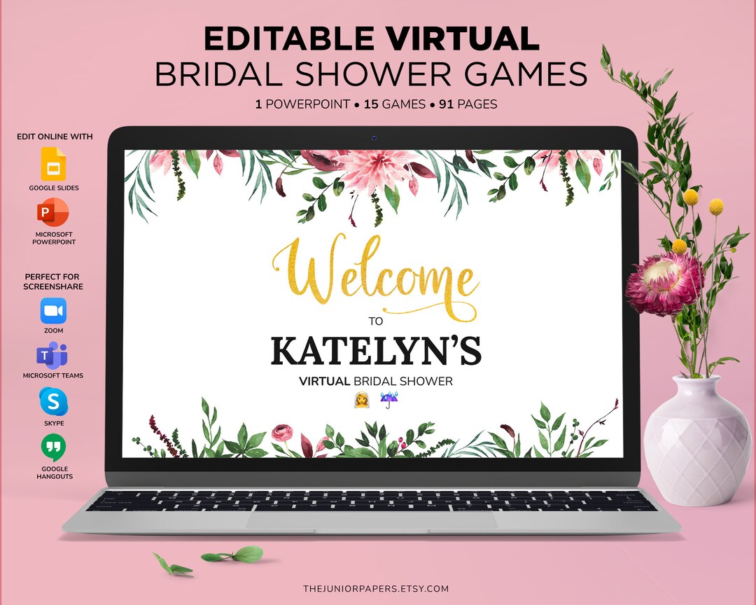 Virtual Bridal Shower Games, Editable Powerpoint Bridal Shower Games